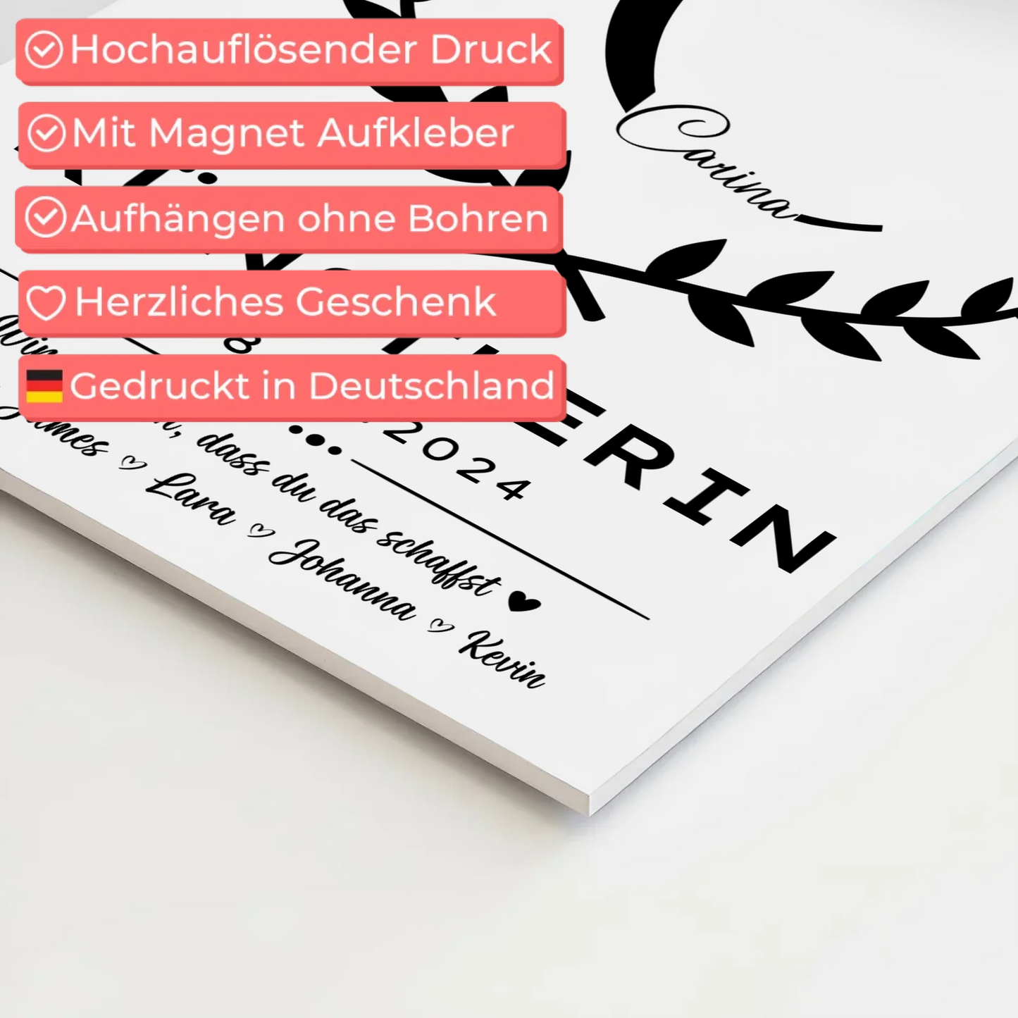 Ausbildungsabschluss Geschenk Künstlerin Magnet Wandbild Fotoboard