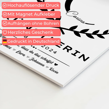 Ausbildungsabschluss Geschenk Künstlerin Magnet Wandbild Fotoboard