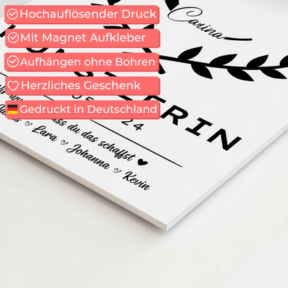 Ausbildungsabschluss Geschenk Künstlerin Magnet Wandbild Fotoboard