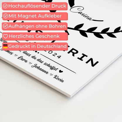 Ausbildungsabschluss Geschenk Künstlerin Magnet Wandbild Fotoboard