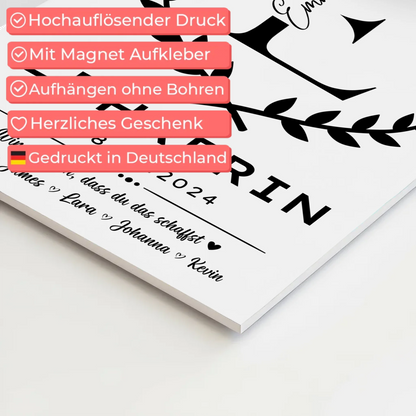 Geschenk Abschluss Ausbildung Lehrerin Fotoboard Magnet Poster