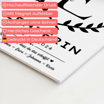 Geschenk Abschluss Ausbildung Lehrerin Fotoboard Magnet Poster