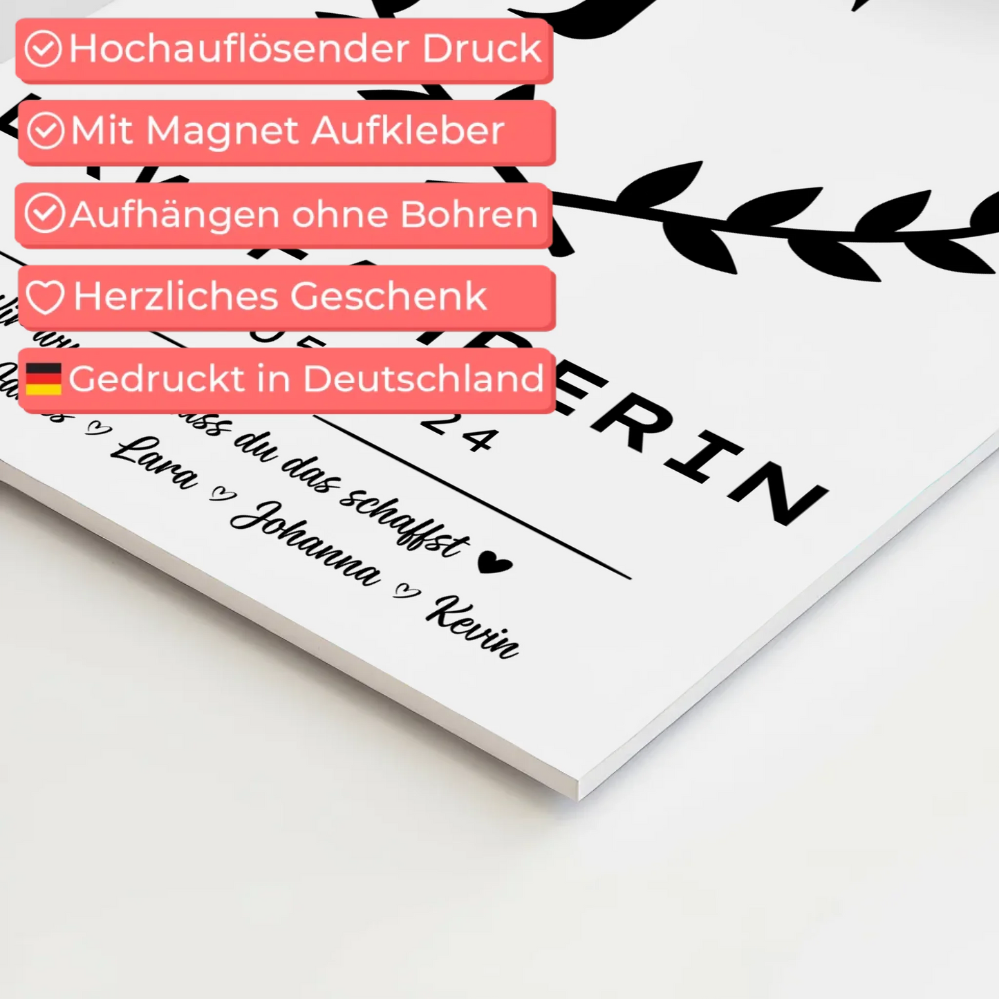 Ausbildungsabschluss Geschenk LKW-Fahrerin Fotoboard Magnetisch