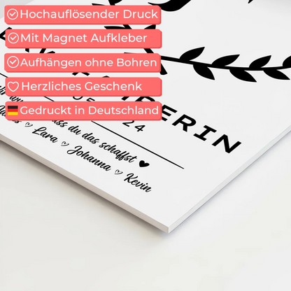 Ausbildungsabschluss Geschenk LKW-Fahrerin Fotoboard Magnetisch