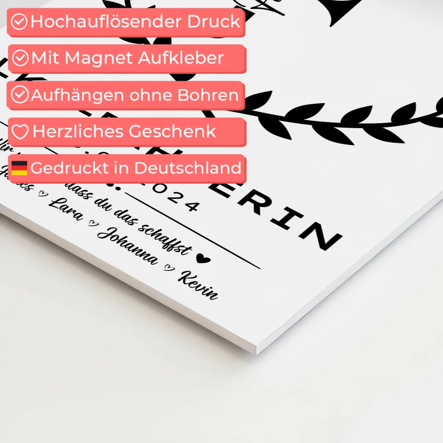 Ausbildungsabschluss Geschenk LKW-Fahrerin Fotoboard Magnetisch