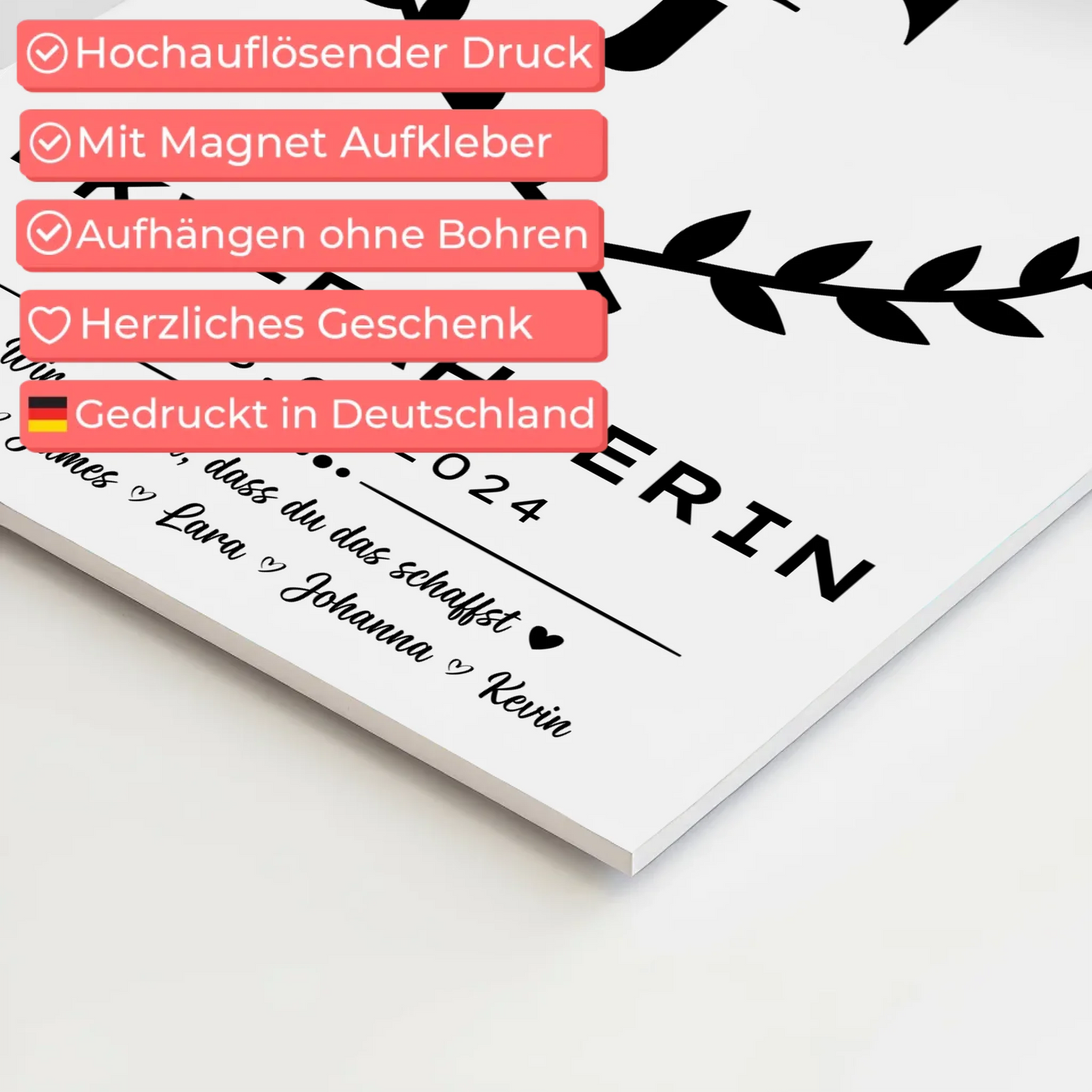 Ausbildungsabschluss Geschenk LKW-Fahrerin Fotoboard Magnetisch