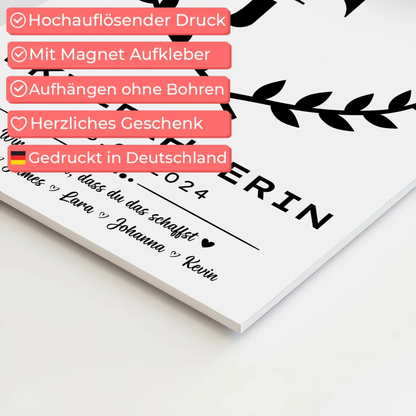 Ausbildungsabschluss Geschenk LKW-Fahrerin Fotoboard Magnetisch