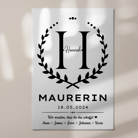 Geschenk Abschluss Ausbildung Maurerin Magnet Fotoboard