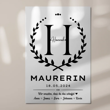 Geschenk Abschluss Ausbildung Maurerin Magnet Fotoboard