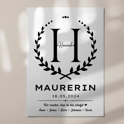 Geschenk Abschluss Ausbildung Maurerin Magnet Fotoboard