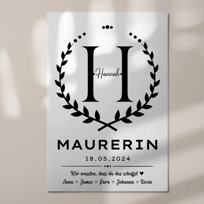 Geschenk Abschluss Ausbildung Maurerin Magnet Fotoboard