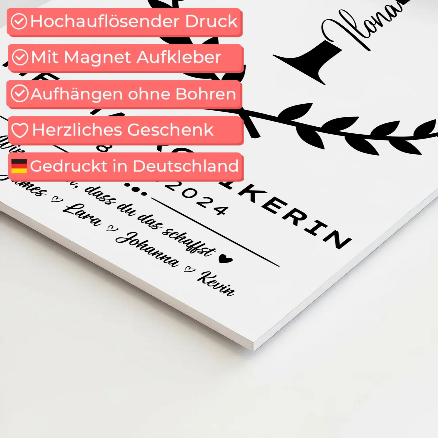 Ausbildungsabschluss Geschenk Mechatronikerin Fotoboard Magnet Wandbild