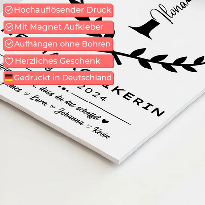 Ausbildungsabschluss Geschenk Mechatronikerin Fotoboard Magnet Wandbild