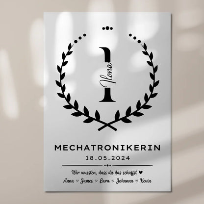 Ausbildungsabschluss Geschenk Mechatronikerin Fotoboard Magnet Wandbild