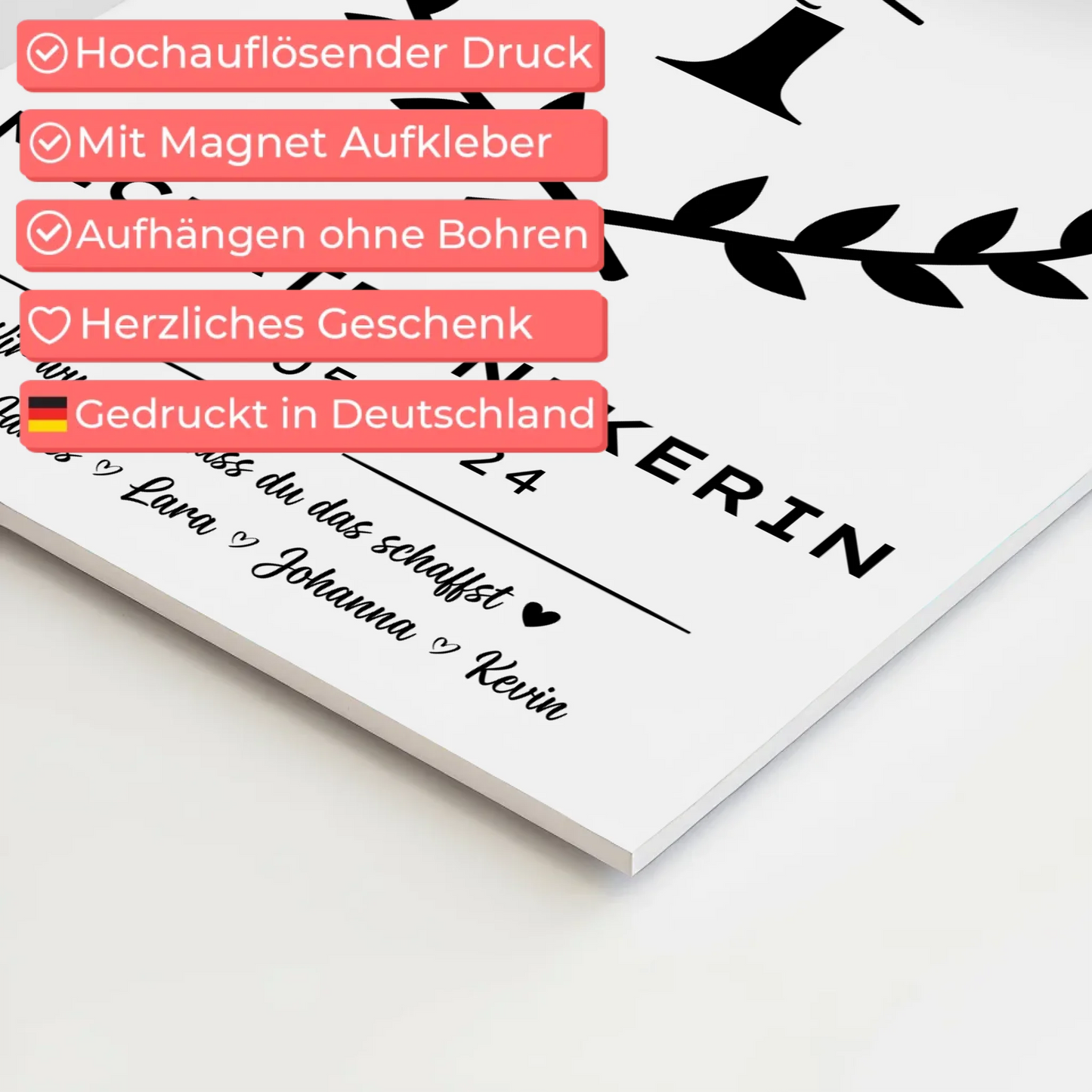 Ausbildungsabschluss Geschenk Mechatronikerin Fotoboard Magnet Wandbild