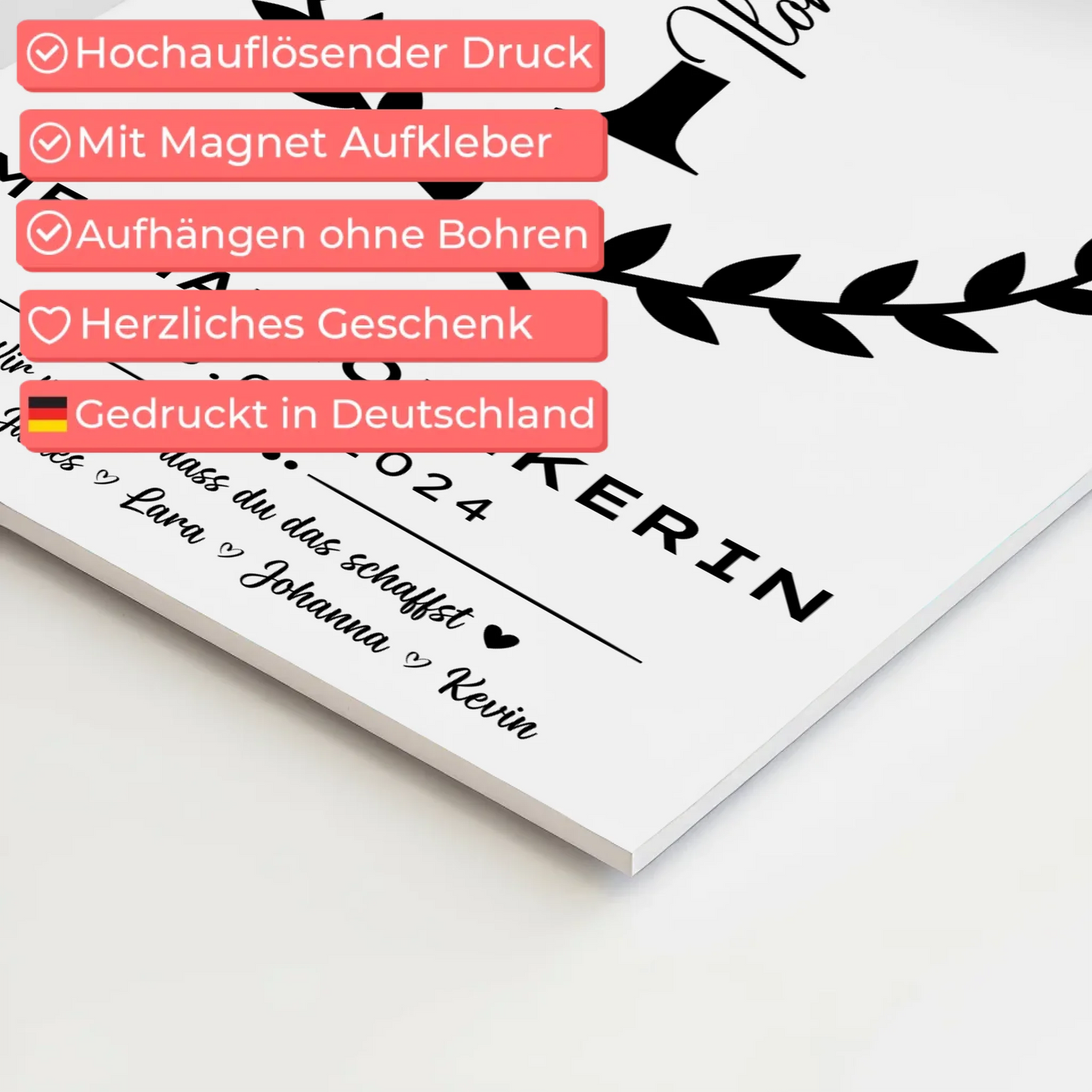 Ausbildungsabschluss Geschenk Mechatronikerin Fotoboard Magnet Wandbild