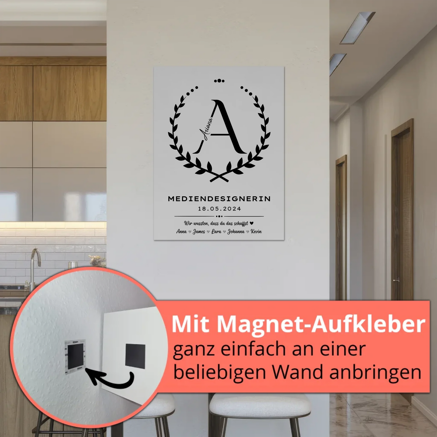 Geschenk Zum Abschluss Ausbildung Mediendesignerin Magnet Wandbild Fotoboard