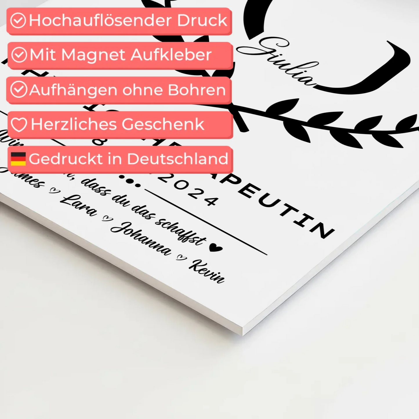 Geschenk Zum Abschluss Ausbildung Physiotherapeutin Fotoboard Magnet Wandbild