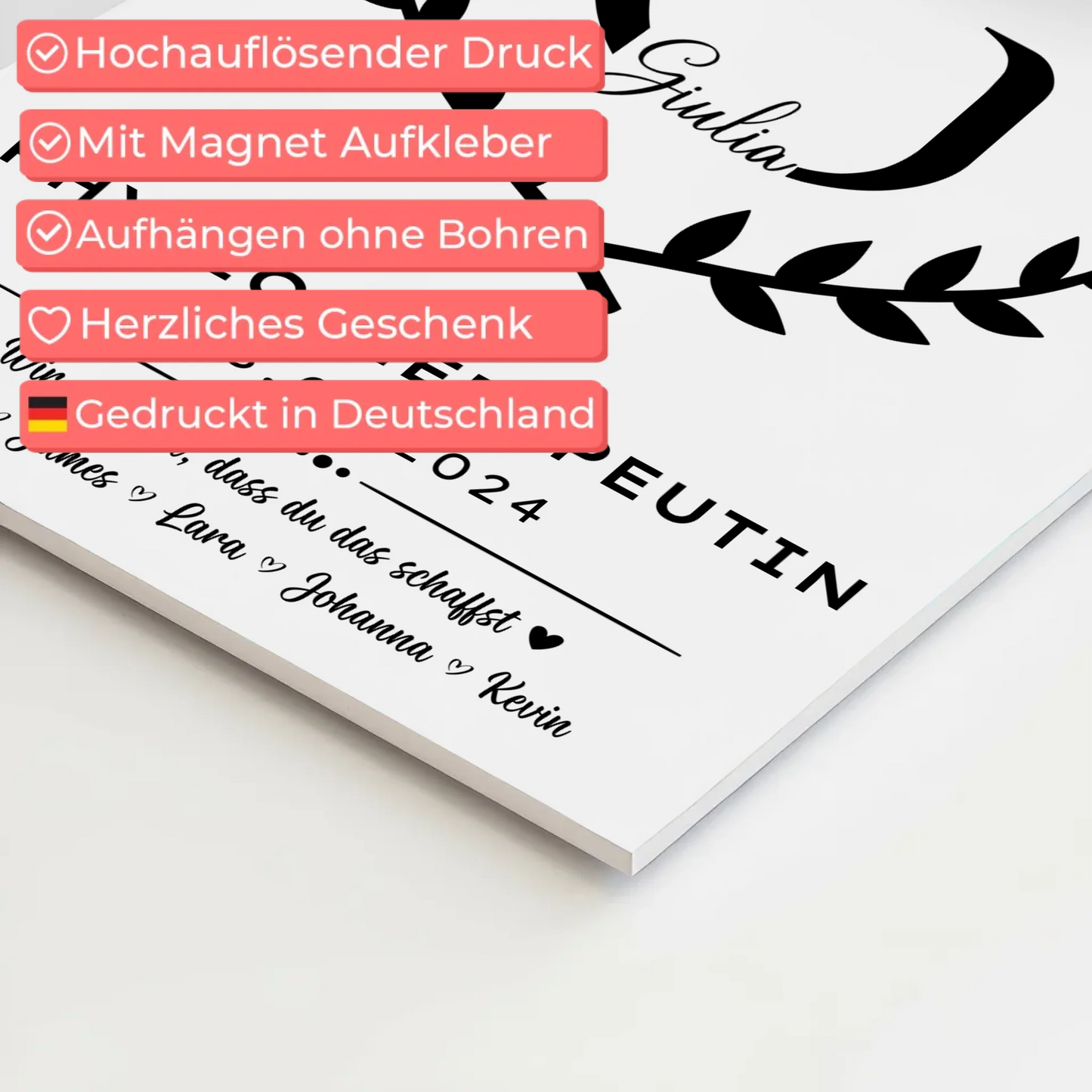 Geschenk Zum Abschluss Ausbildung Physiotherapeutin Fotoboard Magnet Wandbild