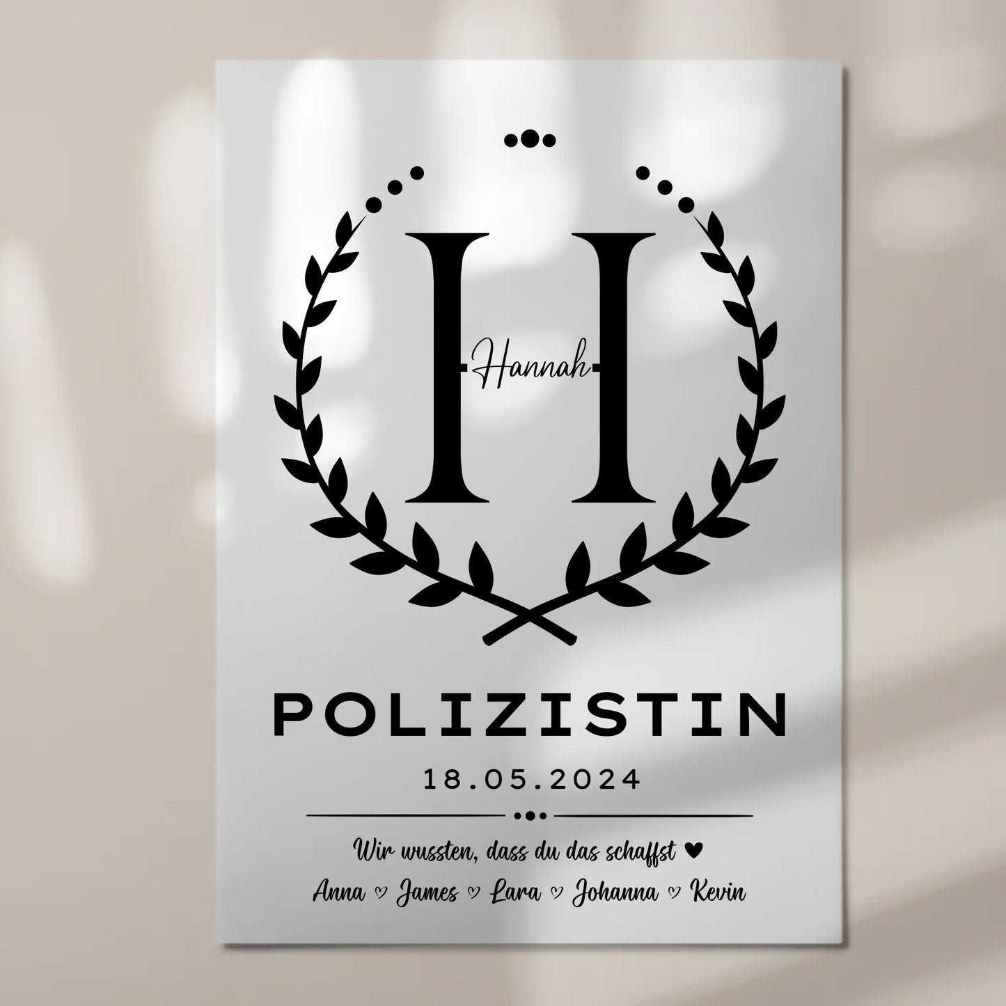 Geschenk Abschluss Ausbildung Polizistin Magnet Wandbild Fotoboard
