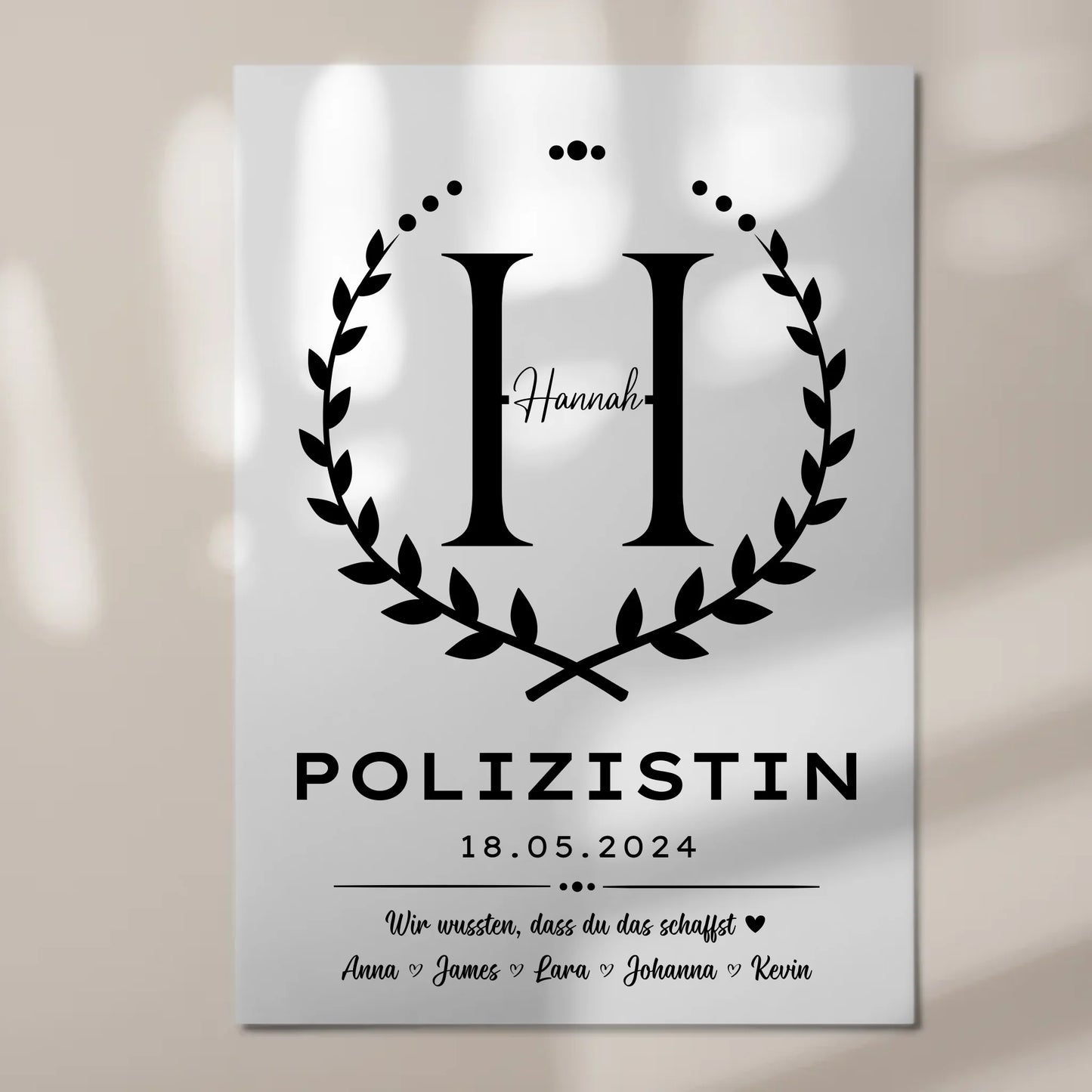 Geschenk Abschluss Ausbildung Polizistin Magnet Wandbild Fotoboard