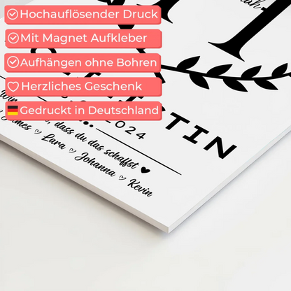 Geschenk Abschluss Ausbildung Polizistin Magnet Wandbild Fotoboard