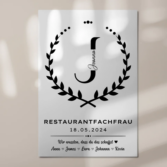 Geschenk Zum Abschluss Ausbildung Restaurantfachfrau Fotoboard Magnet Poster