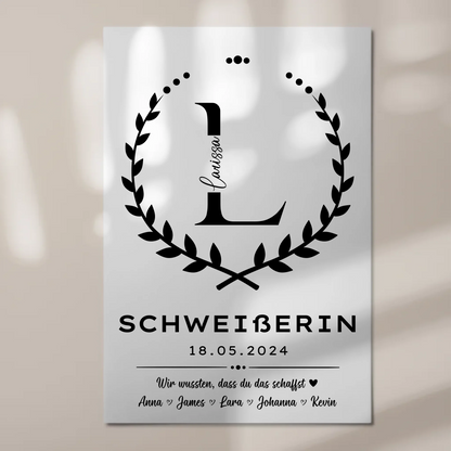 Ausbildungsabschluss Geschenk Schweißerin Fotoboard Magnet Poster