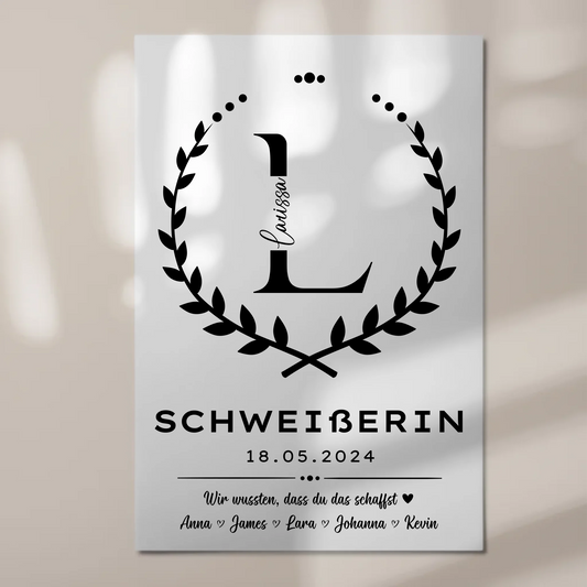 Ausbildungsabschluss Geschenk Schweißerin Fotoboard Magnet Poster