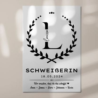 Ausbildungsabschluss Geschenk Schweißerin Fotoboard Magnet Poster