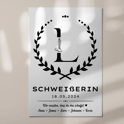 Ausbildungsabschluss Geschenk Schweißerin Fotoboard Magnet Poster