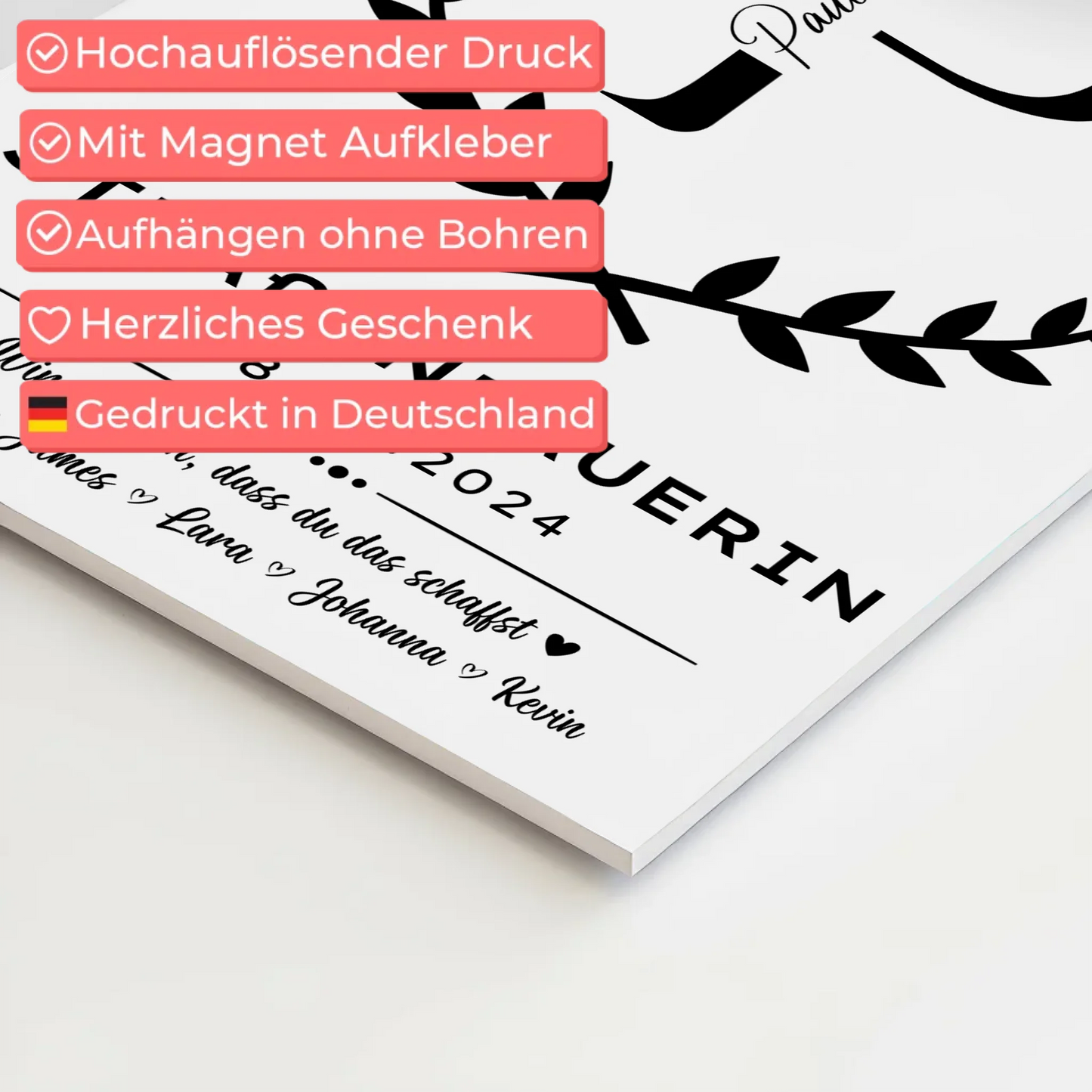 Ausbildungsabschluss Geschenk Straßenbauerin Magnet Wandbild Fotoboard