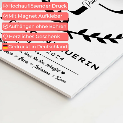 Ausbildungsabschluss Geschenk Straßenbauerin Magnet Wandbild Fotoboard