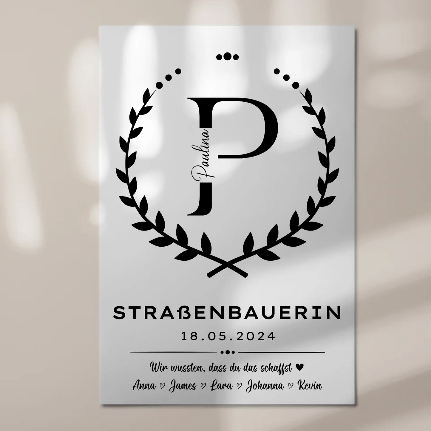 Ausbildungsabschluss Geschenk Straßenbauerin Magnet Wandbild Fotoboard