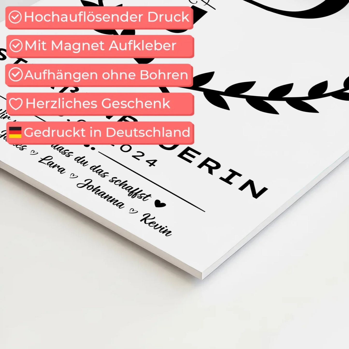 Ausbildungsabschluss Geschenk Straßenbauerin Magnet Wandbild Fotoboard