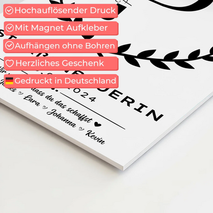 Ausbildungsabschluss Geschenk Straßenbauerin Magnet Wandbild Fotoboard