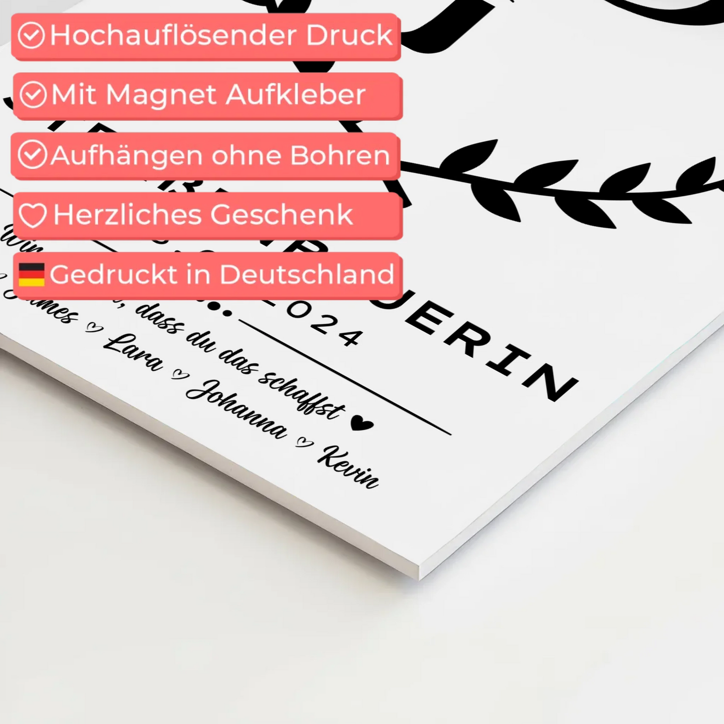 Ausbildungsabschluss Geschenk Straßenbauerin Magnet Wandbild Fotoboard