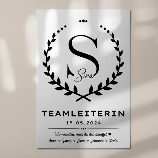 Geschenk Abschluss Ausbildung Teamleiterin Fotoboard Magnet Poster