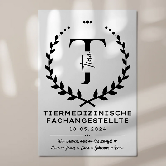 Ausbildungsabschluss Geschenk Tiermedizinische Fachangestellte Fotoboard Magnetisch