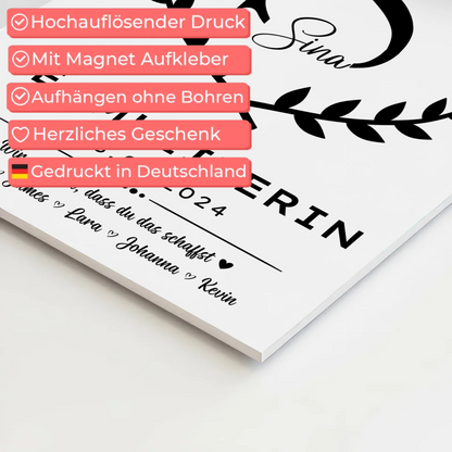 Geschenk Abschluss Ausbildung Teamleiterin Fotoboard Magnet Poster