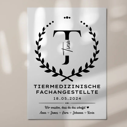 Ausbildungsabschluss Geschenk Tiermedizinische Fachangestellte Fotoboard Magnetisch