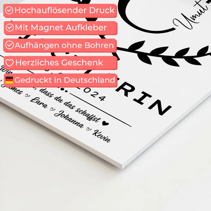 Geschenk Zum Abschluss Ausbildung Tischlerin Fotoboard Magnet Poster