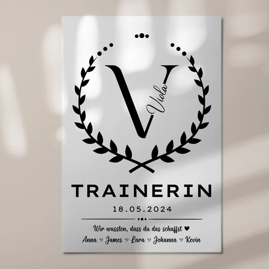 Geschenk Abschluss Ausbildung Trainerin Magnet Fotoboard