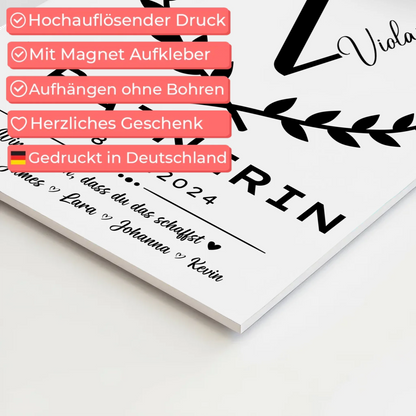 Geschenk Abschluss Ausbildung Trainerin Magnet Fotoboard