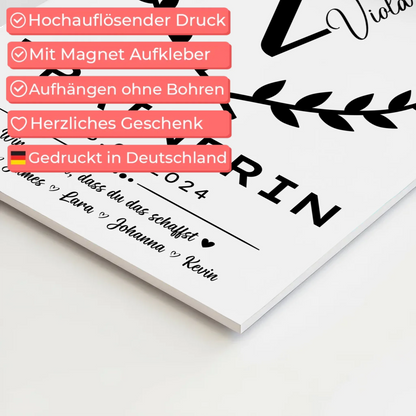 Geschenk Abschluss Ausbildung Trainerin Magnet Fotoboard