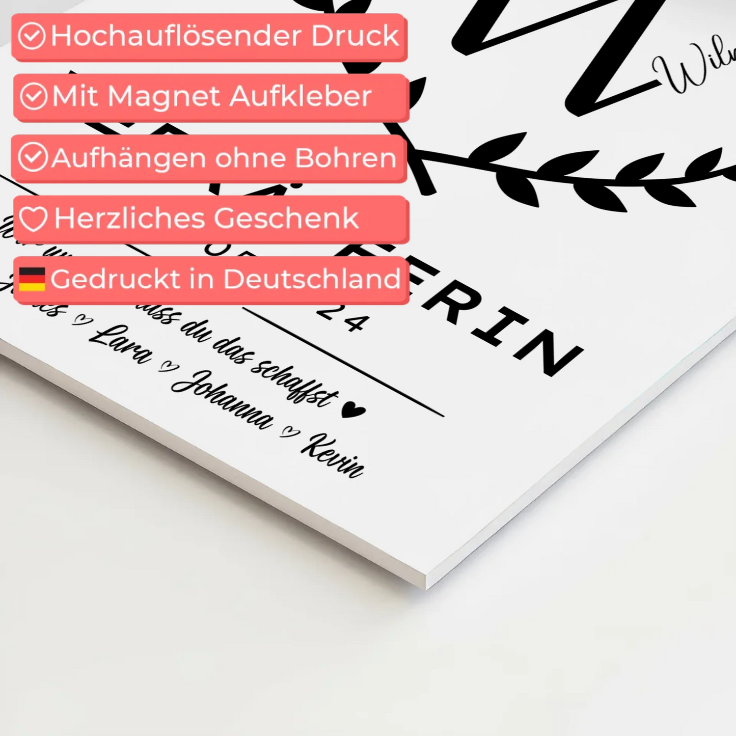 Ausbildungsabschluss Geschenk Verkäuferin Fotoboard Magnet Wandbild