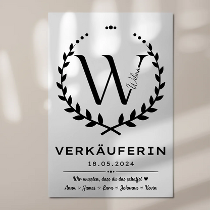 Ausbildungsabschluss Geschenk Verkäuferin Fotoboard Magnet Wandbild
