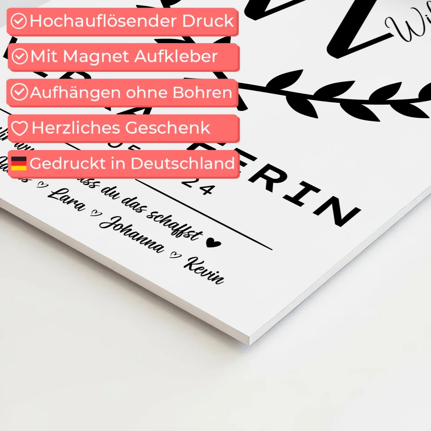 Ausbildungsabschluss Geschenk Verkäuferin Fotoboard Magnet Wandbild