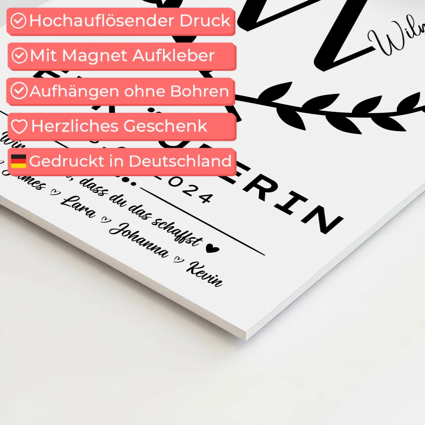 Ausbildungsabschluss Geschenk Verkäuferin Fotoboard Magnet Wandbild