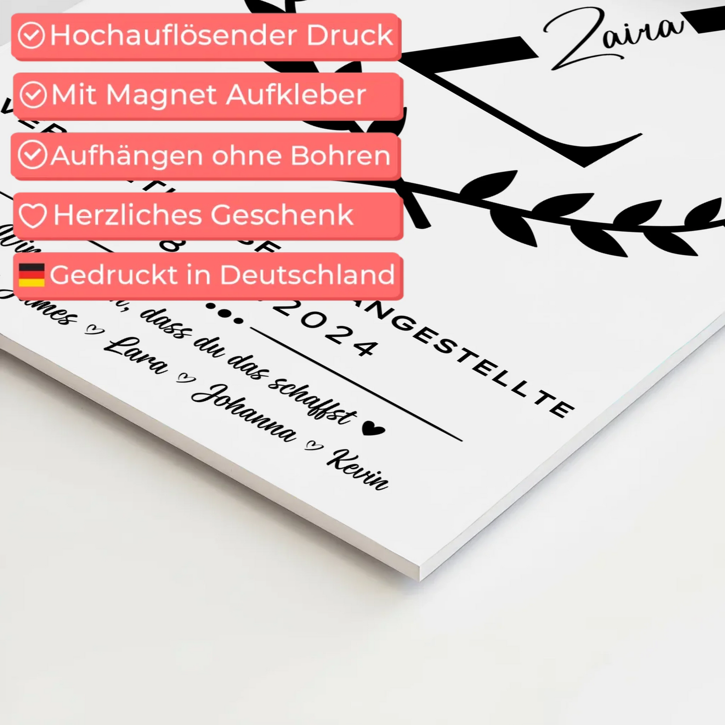 Geschenk Zum Abschluss Ausbildung Verwaltungsfachangestellte Magnet Wandbild Fotoboard